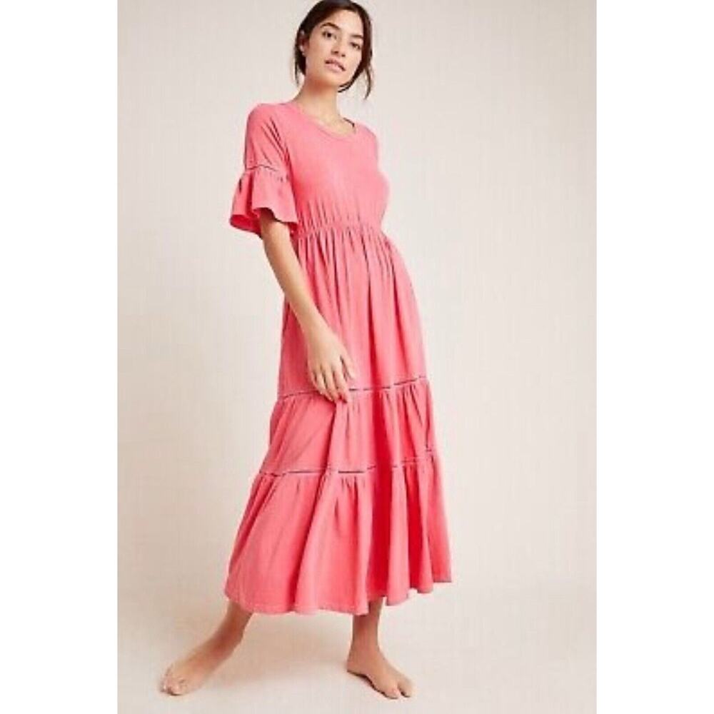 Sundry Tiered Maxi Dress Size 1 Small Orange MSRP $196
